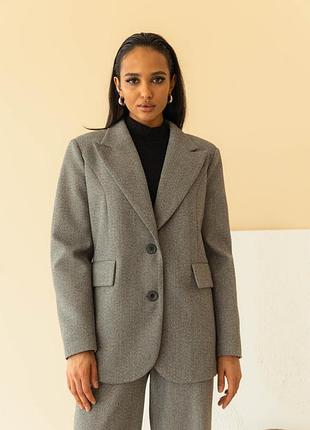 Серый пиджак из плотной костюмки xxl-3xl