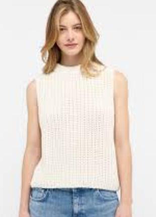 Вінтажний в'язаний топ-жилет st michael (marks & spencer) / безрукавка mock neck, розмір l (uk 16)
