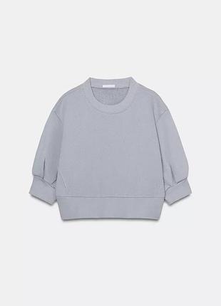 Жіночий вкорочений світшот з обʼємними короткими рукавами zara розмір с