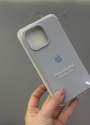 Чехол-накладка с микрофиброй для айфон 14 pro max, чехол silicone case с микрофиброй для iphone 14 pro max (голубой)