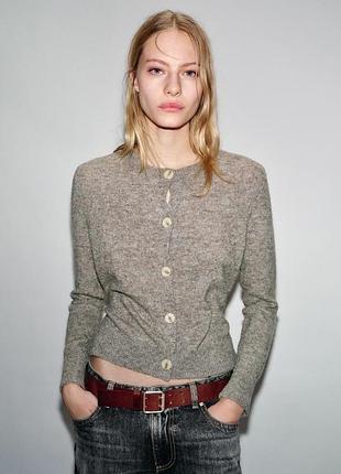 Комбінований трикотажний жакет кардиган із поясом zara розмір с
