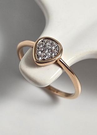 Каблучка золота медальйон з білими фіанітами тонка