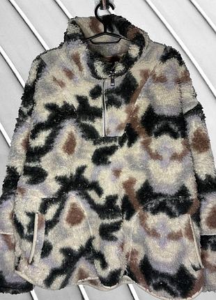 Жіноча флісова кофта next l xl 48 50 52 некст тепла плюшева кофта тедді на блискавці 1/4 zip фліска next l xl 48 50