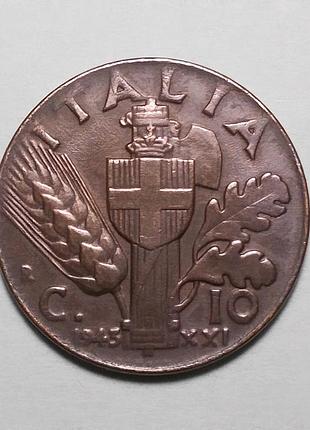 Италия 10 чентезимо 1943 фашизм