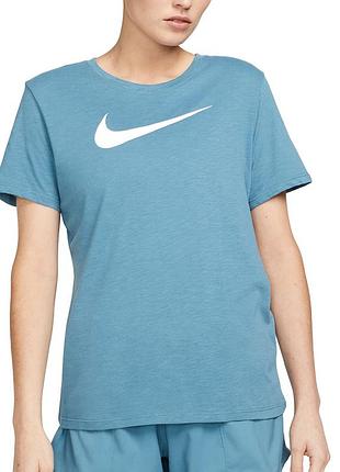 Футболка жіноча nike w nk df tee swoosh синя