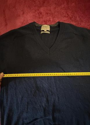 Чоловічий джемпер m&s collection extra fine lambswool, 100% вовна ягняти, темно-синій, l 4