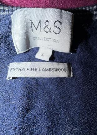 Чоловічий джемпер m&s collection extra fine lambswool, 100% вовна ягняти, темно-синій, l 5