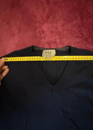 Чоловічий джемпер m&s collection extra fine lambswool, 100% вовна ягняти, темно-синій, l 2