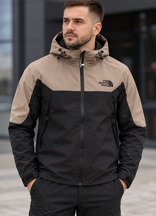 Куртка чоловіча the north face демісезонна чорно-бежева з плащівки taslan
