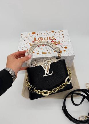 Шкіряна сумочка capucines mini black python handle