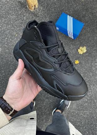 Зимові кросівки adidas streetball ii для чоловіків утеплені з натуральною шкірою й хутром чорні