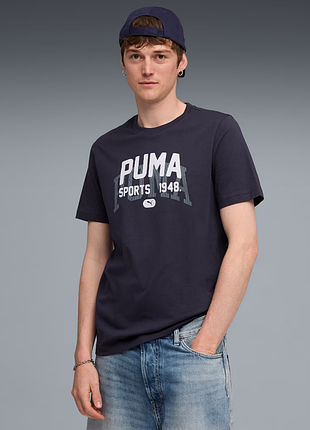 Темно-синяя мужская футболка puma house of graphics men's tee новая оригинал сша