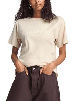 Футболка жіноча puma class relaxed tee бежева 68503187
