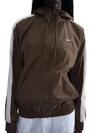 Толстовка жіноча nike w nsw essntl uv wvn jkt hd коричнева