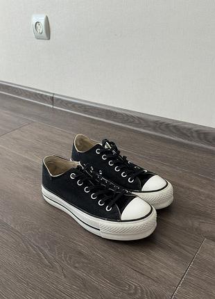 Кеди жіночі converse чорні на платформі