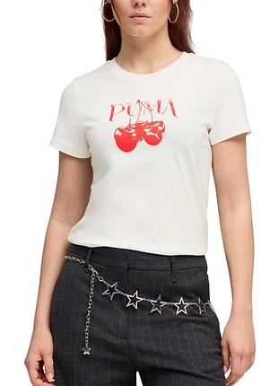 Футболка женская puma graphics cherry tee белая 69191102
