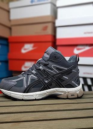 Жіночі кросівки  asics gel-kahana 8 high сірі на бежевiй зима