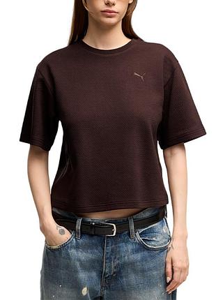 Футболка жіноча puma ess elevated relaxed tee коричнева 69575133