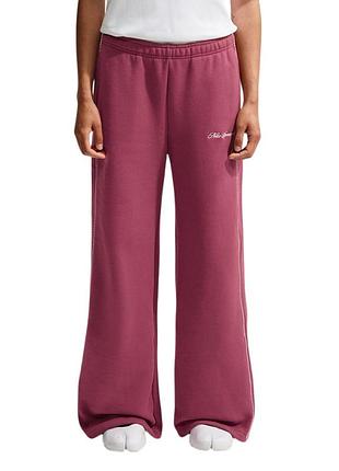 Брюки женские nike w nk stdo flc mw mr scallop wl темно-розовые