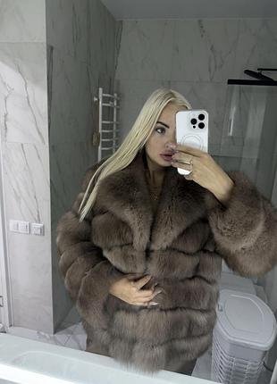 Шуба жіноча з італійського песця, сіра
