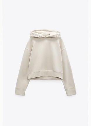 Худі zara оверсайз екрю толстовка з капюшоном