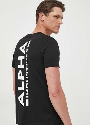Alpha industries   мужская базовая футболка с большим принтом на спине
