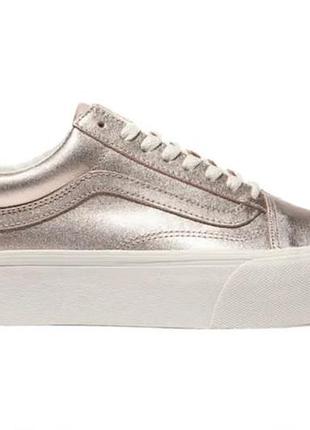 Жіночі /дитячі шкіряні кеди vans old skool у металевому відтінку рожевого золота (rose gold)