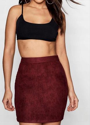 Міні-спідниця жіноча boohoo бордова, eur 40