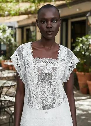 Ажурний топ zara, кружевний топ