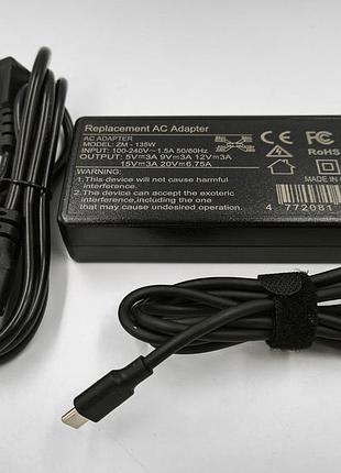Zml26 блок питания для ноутбука lenovo 5-20v, 6,75a, 135w, type-c прямой разъем