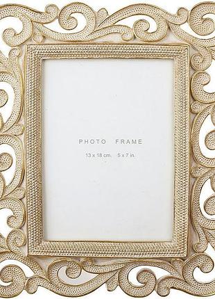 Фоторамка для фото 13х18см "золотые завитки" 22.4х27см, полистоун