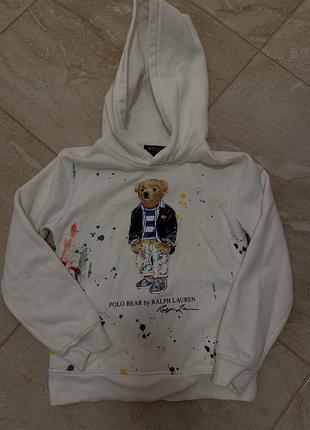 Худі для хлопчика polo ralph lauren біле з принтом ведмедя