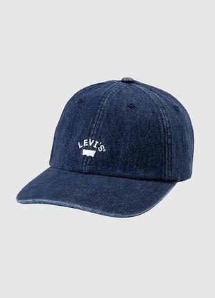 Жіноча кепка levi’s lazy girl logo cap 000ag0003 — темно-синя джинсова бейсболка з вишитим логотипом. оригінал.