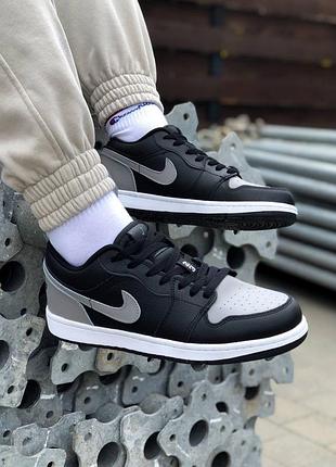 Чоловічі кросівки air jordan 1 low black gray | 44