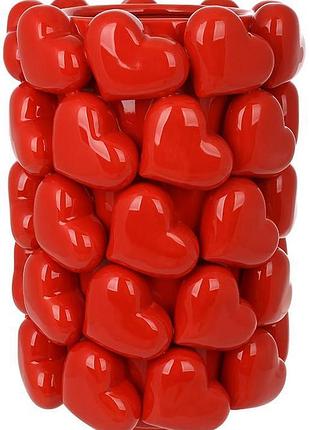 Ваза фарфоровая "heart" ø21.5х33см с рельефным декором "сердца" красная