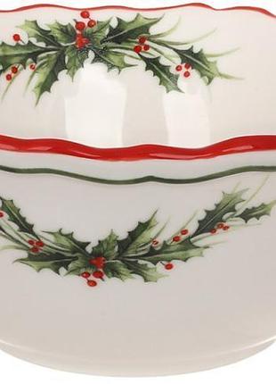 Набор 2 фарфоровые пиалы "evergreen christmas" 400мл фарфор с красной каймой