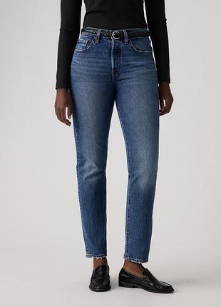 Женские джинсы levi's premium 501 original fit 125010542 – синие (erin can’t wait), классические прямые, с кожаным патчем. оригинал.