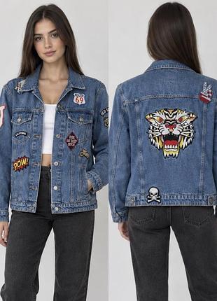 Джинсова куртка з нашивками та вишивкою  jack&jones