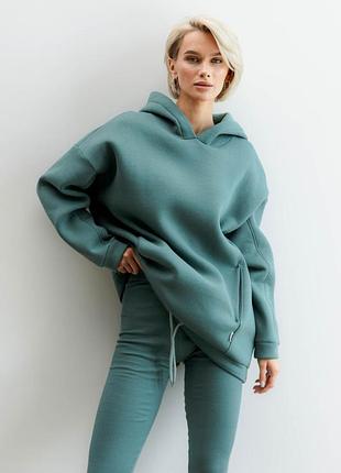 Теплая женская толстовка xxl-3xl. оливковый