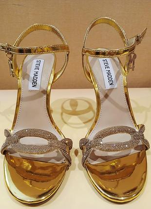 Босоніжки жіночі steve madden золотисті зі стразами