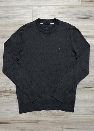 Сірий светр томмі хілфігер tommy hilfiger pima cotton cashmere sweater, факт l, оригінал