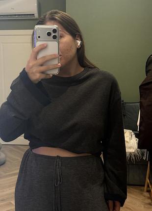 Лонгслів zara, темно-сірий/графіт, м