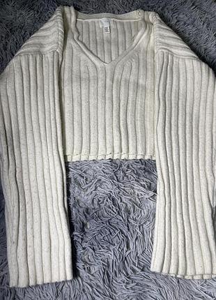 Укорочений светр h&m молочного кольору