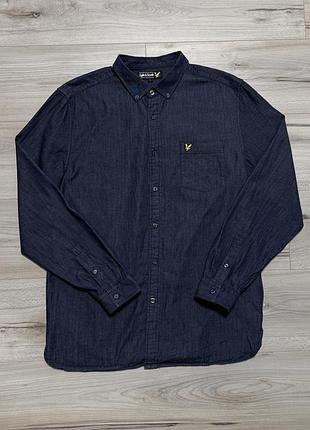 Темно-синяя джинсовая рубашка лайл скотт lyle &amp; scott shirt jeans color, l, оригинал