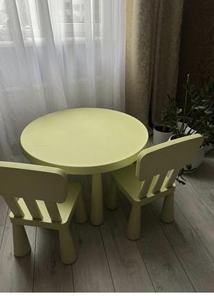 Столик і 2 стільчики ikea mammut набір меблів
