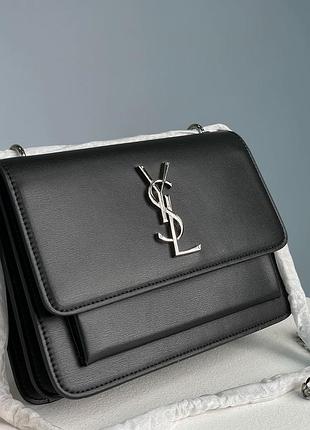 Сумка saint medium sunset in smooth leather black/silver laurent