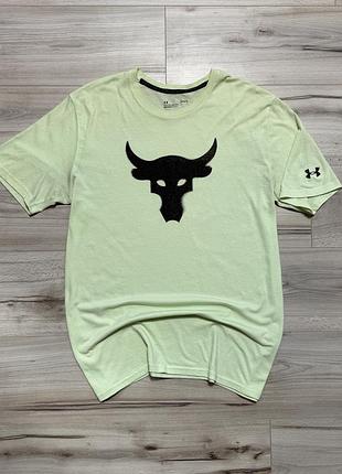 Салатовая спортивная футболка андер армор under armour project rock brahma bull shirt, xl, оригинал