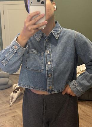 Укорочена джинсова сорочка zara m