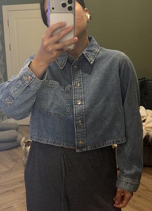 Укорочена джинсова сорочка zara m 4