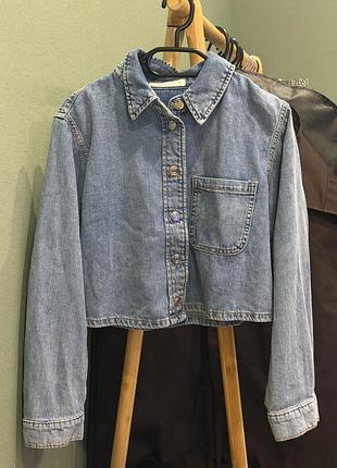 Укорочена джинсова сорочка zara m 2